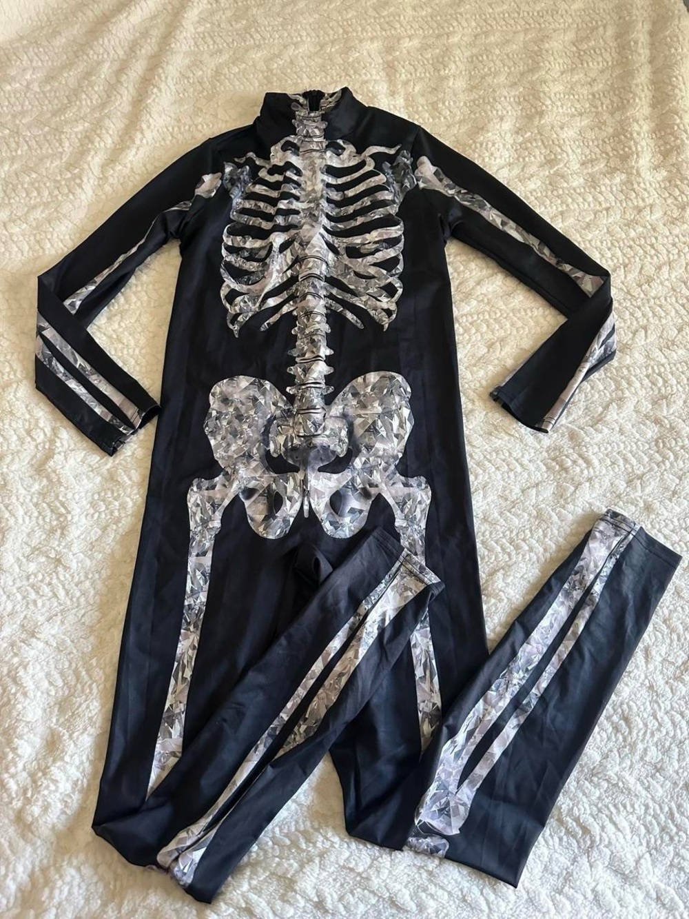 Halloween Bodysuit Adult 3D Skeleton Print Jumpsuit Costumes for Cosplay Party